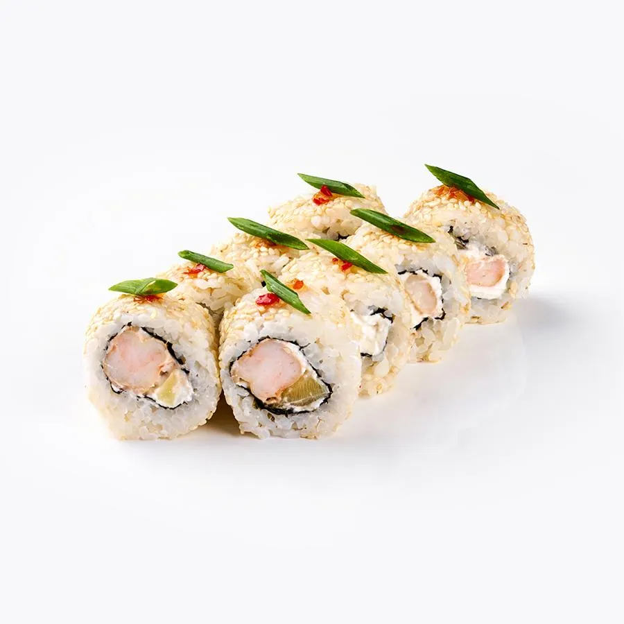 Урамаки с ананасами и креветкой